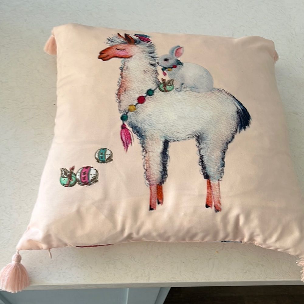 Llama and bunnies Easter / spring pillow New